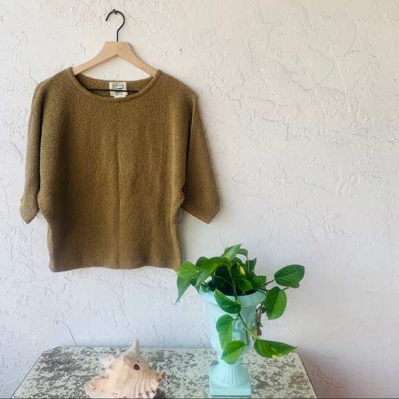 Vintage Tops - vtg retro 90s dolman sleeve knit teddy pullover